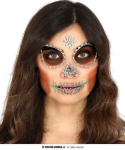 Bijoux Strass De Visage Tête De Mort Verte