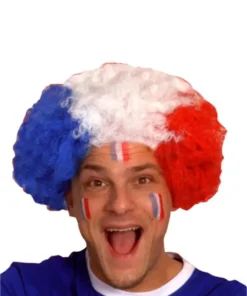 Perruque Afro Bleu Blanc Rouge